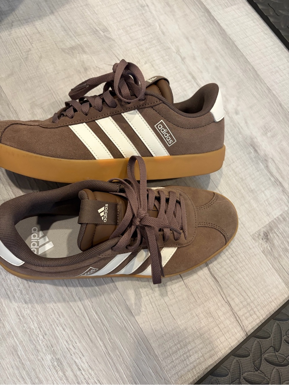 adidas Brown Suede Sneakers with White Stripes
